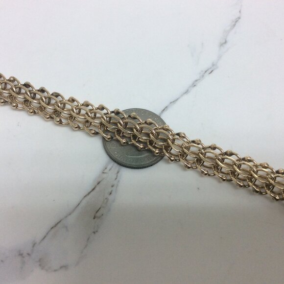 14k Yellow Solid Real Gold Double Circle Link Charm Bracelet 7'' 24.80gr - Picture 2 of 8